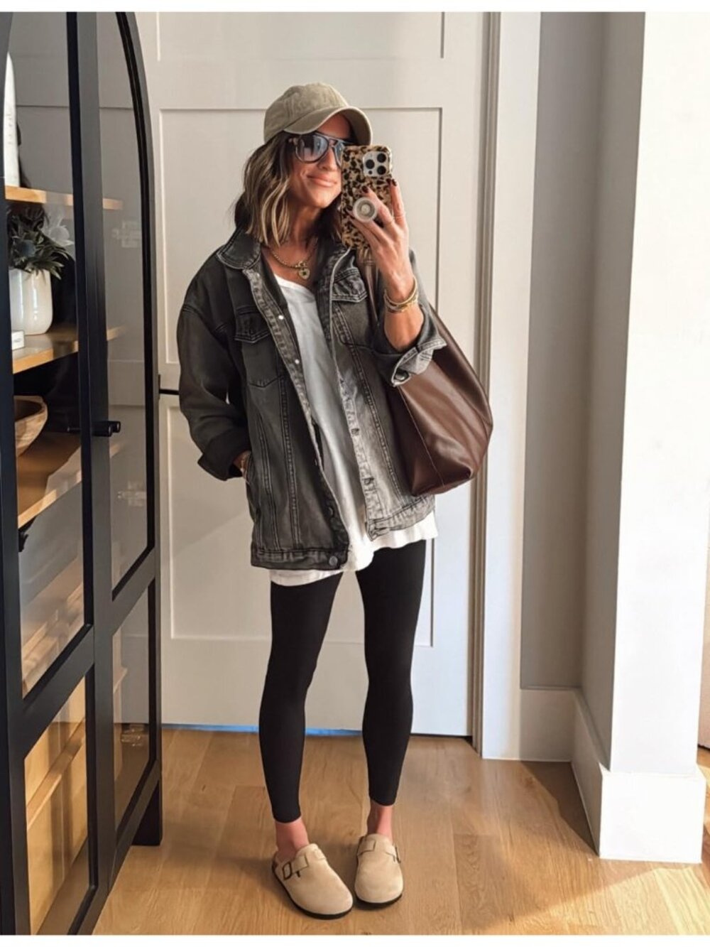 Women's Grey Oversized Denim Mid Long Casual Jacket Fall Trendy with Pockets - Picture 2 of 6